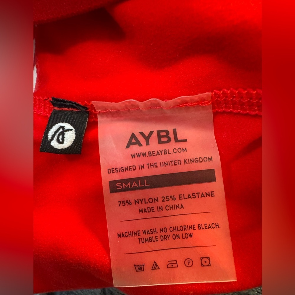 Aybl Cropped Long Sleeve Mesh Panel Top Small Red Nwot — image 4 of 4